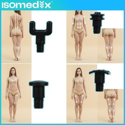 Masážní pistole ISOMEDIX 30 úrovní 12 nástavců masážní přístroj pouzdro černá 00026441